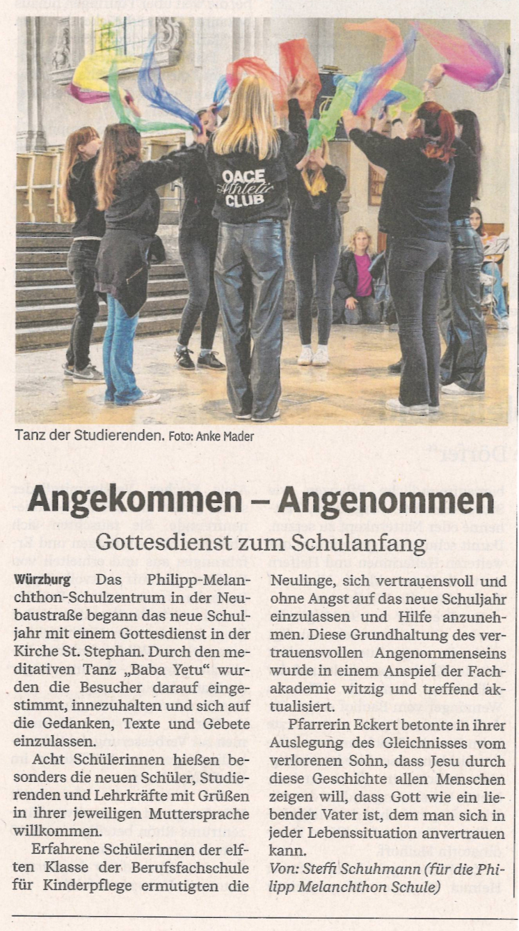 Philipp-Melanchthon Schulzentrum feiert Schulangfangsgottesdienst